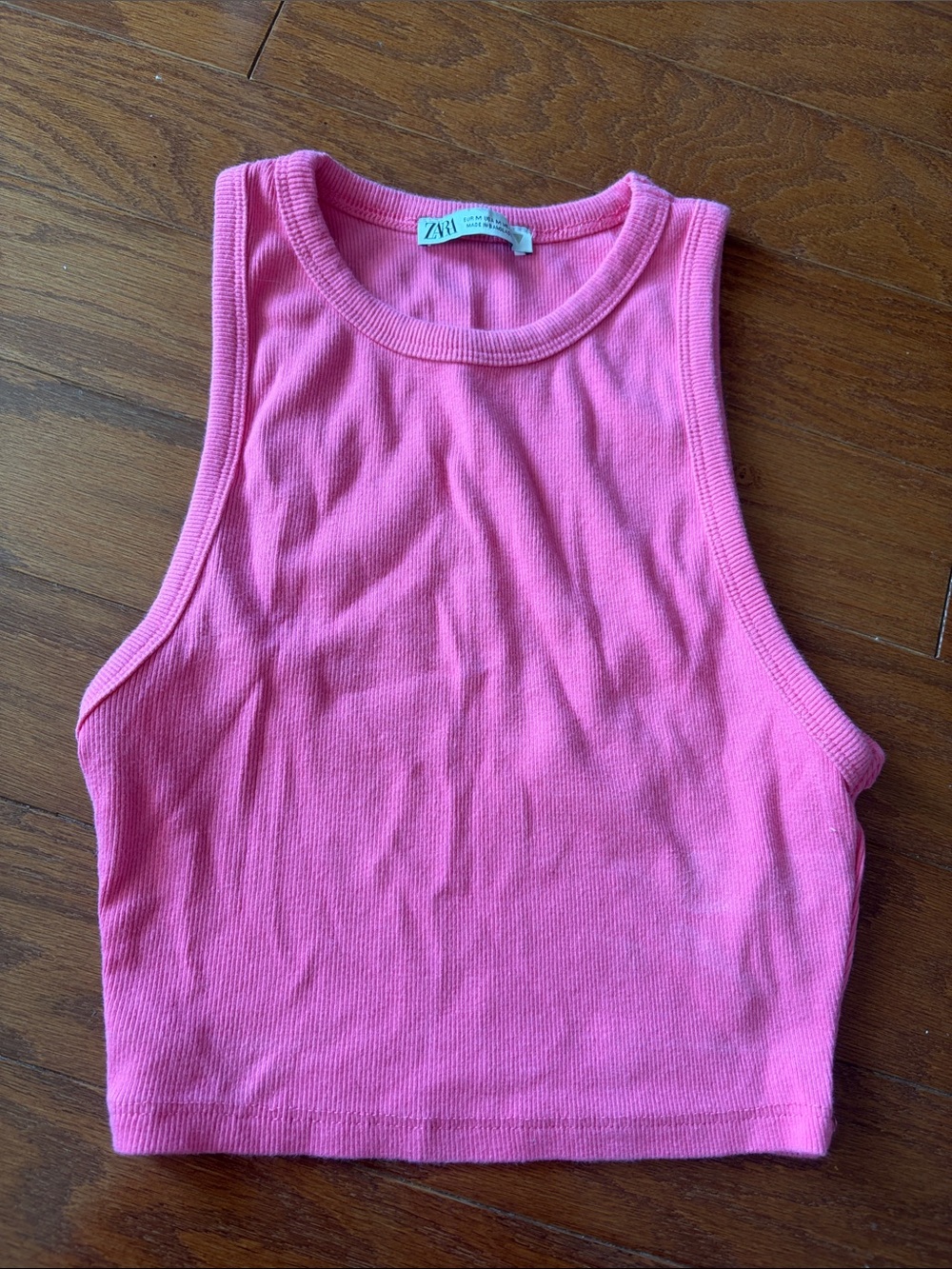Zara Bright Pink Ribbed Crop Tank